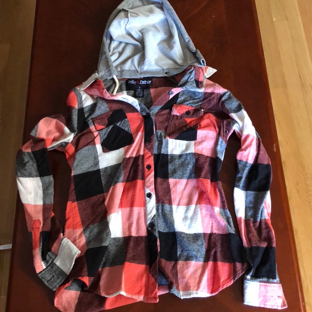 Coral / black /white flannel